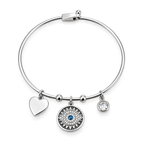 Evil eye charm bangle, tarnish-free, Kharze Zarka