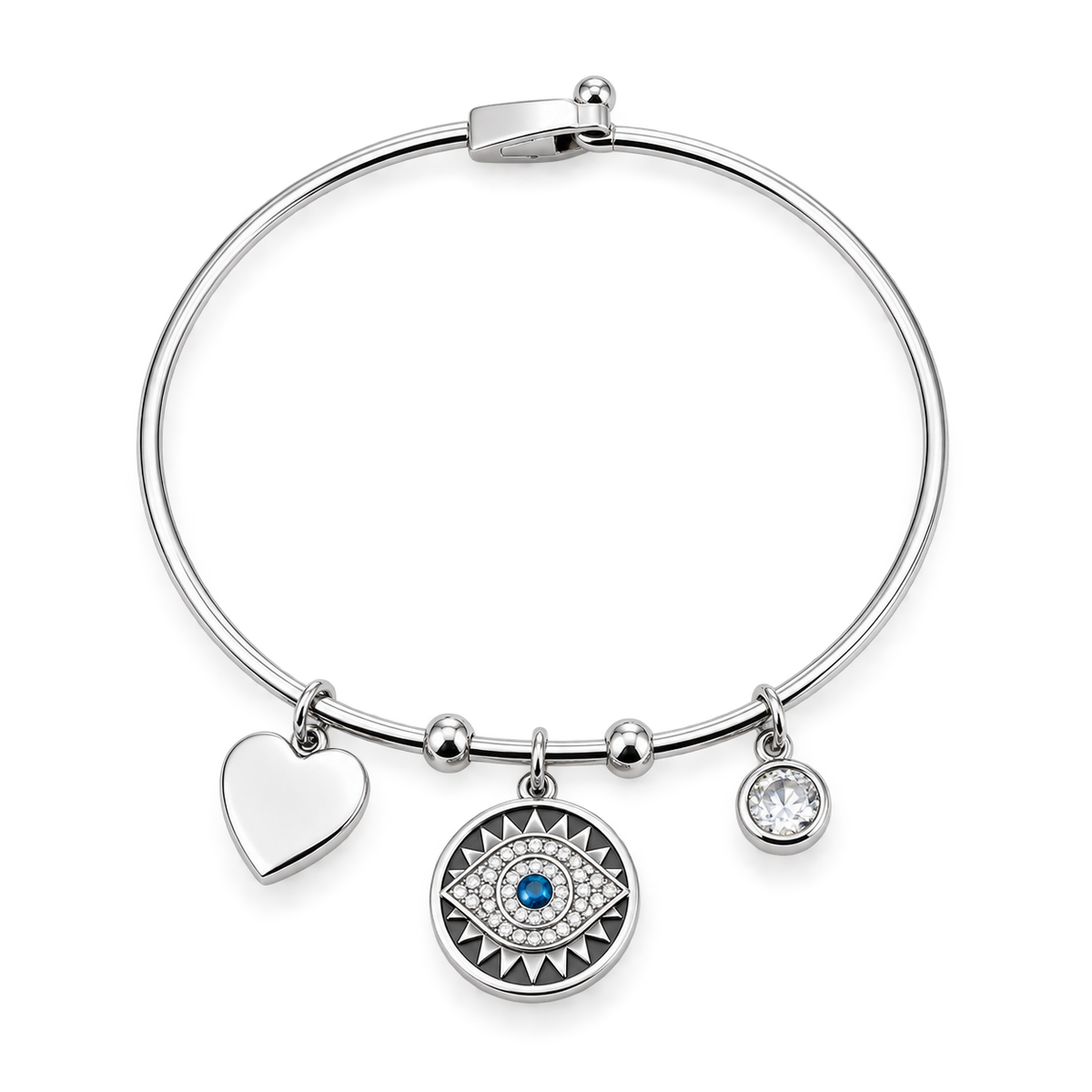 Evil eye charm bangle, tarnish-free, Kharze Zarka