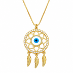 Layered evil eye necklace, tarnish-free premium metal, Kharze Zarka
