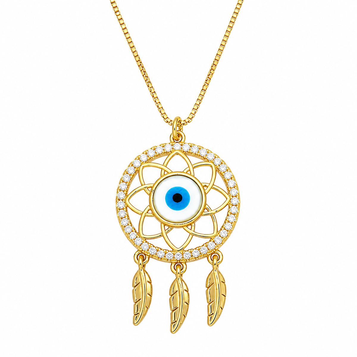 Layered evil eye necklace, tarnish-free premium metal, Kharze Zarka