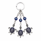 Turtle evil eye keychain and bag charm, silver-plated, Kharze Zarka