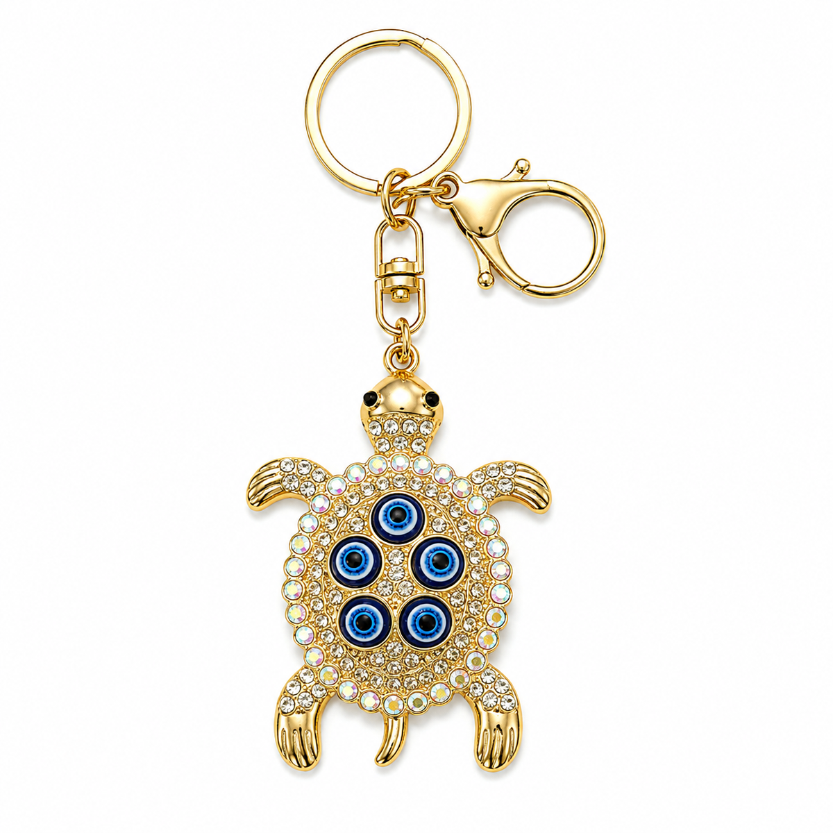 Turtle evil eye keychain and bag charm, gold-plated, Kharze Zarka