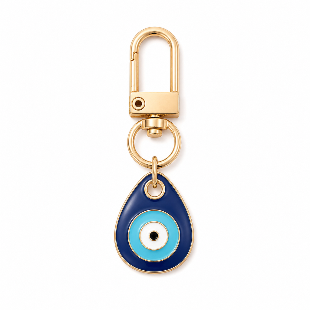 Evil eye bag charm, tarnish-free, Kharze Zarka
