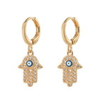 Gold-plated evil eye earrings with zircon stones, Kharze Zarka