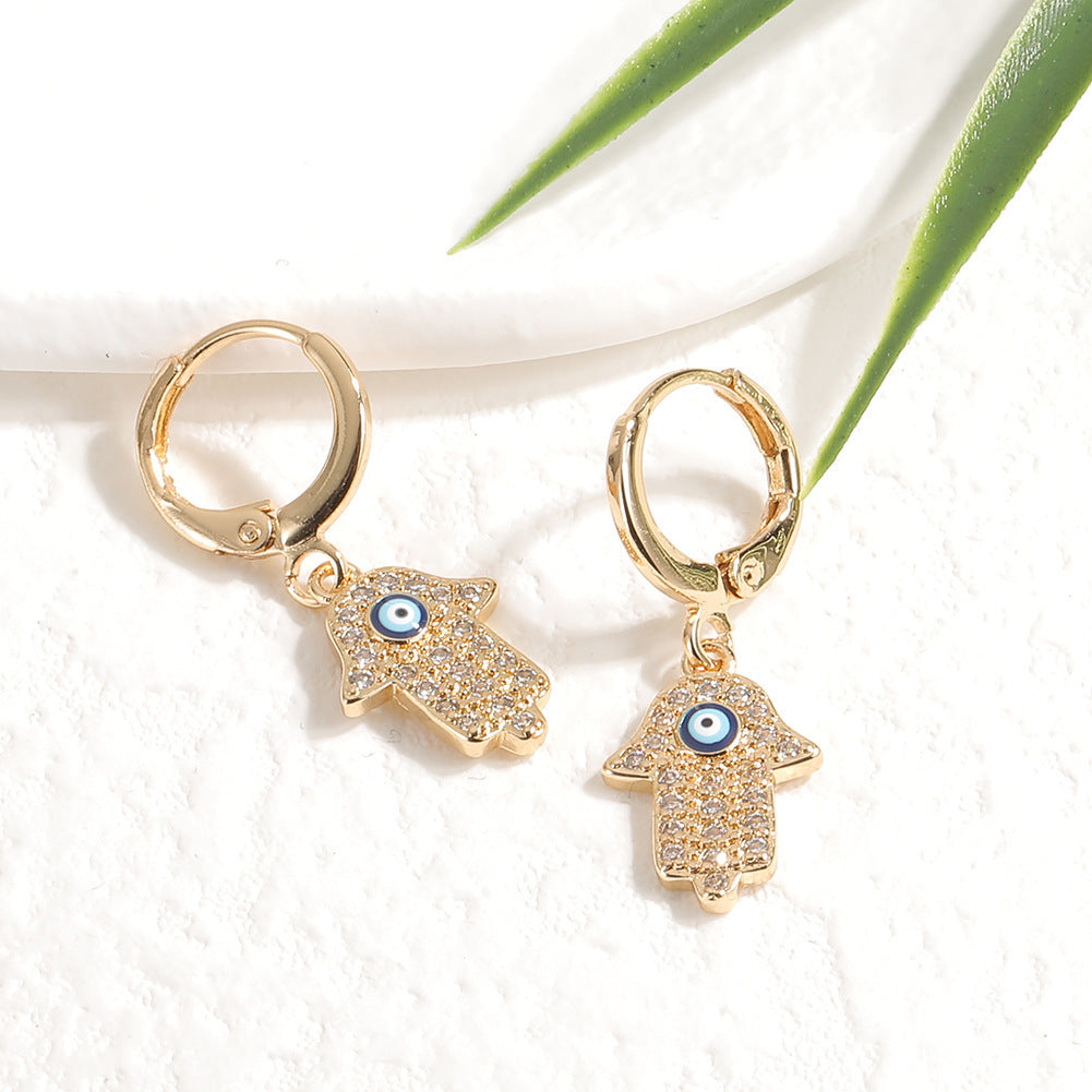 Eyes On Me evil eye earrings, view 3, Kharze Zarka