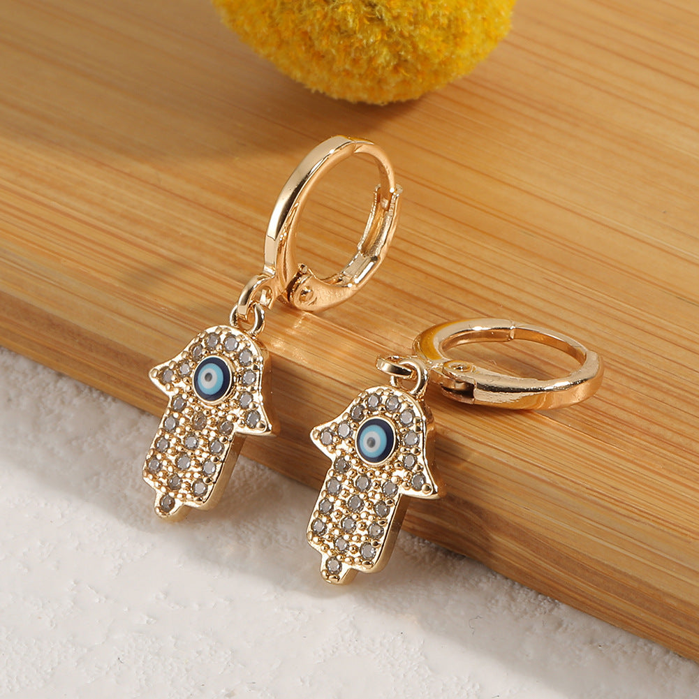 Eyes On Me evil eye earrings, view 4, Kharze Zarka