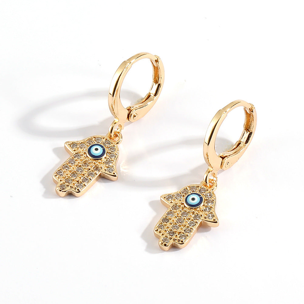 Eyes On Me evil eye earrings, view 2, Kharze Zarka