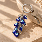 Eye Candy evil eye keychain, close-up of the nazar bead detail, Kharze Zarka