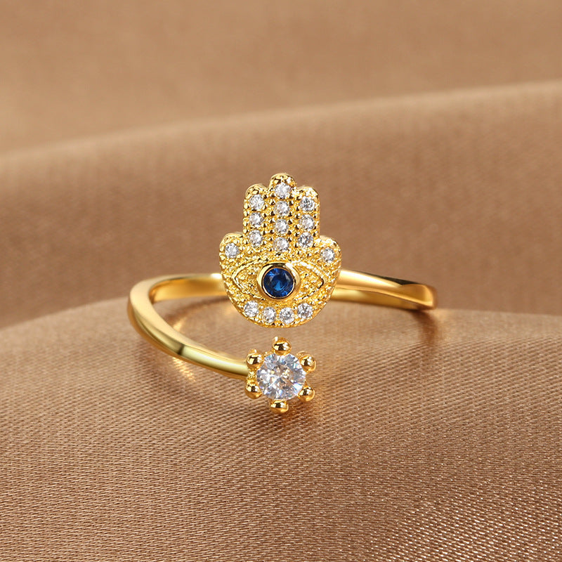 Eye'm Obsessed evil eye ring, view 3, Kharze Zarka