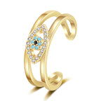 Gold evil eye ring, adjustable, 18k gold plated, Kharze Zarka