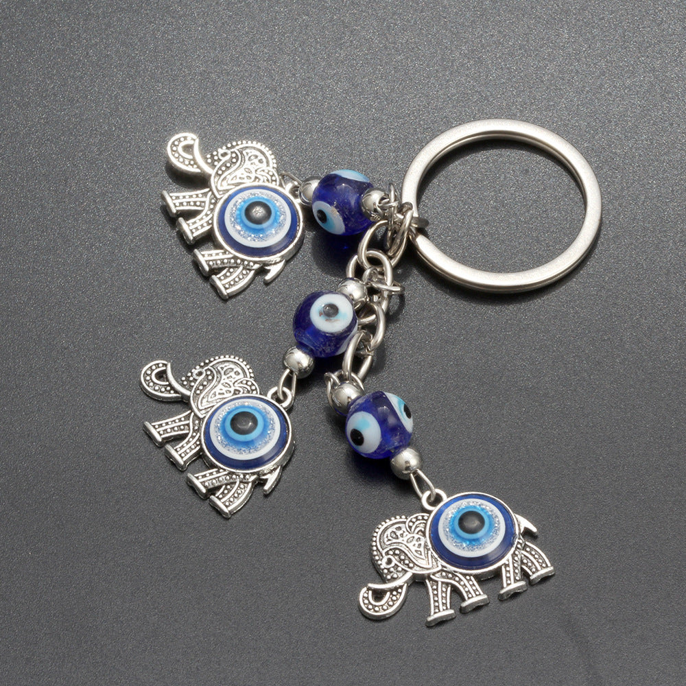 Lucky Steps evil eye keychain, view 3, Kharze Zarka