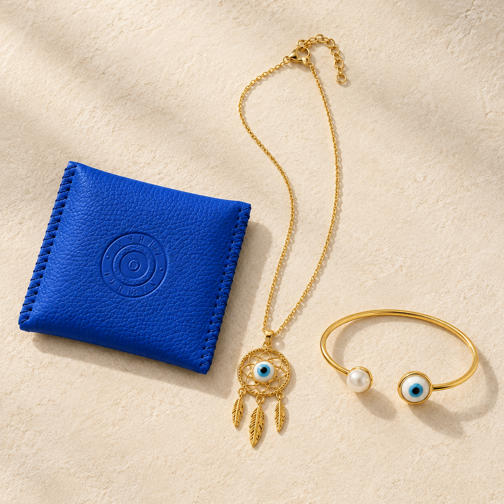 The Dream Set, evil eye necklace and bangle gift set, Kharze Zarka 2