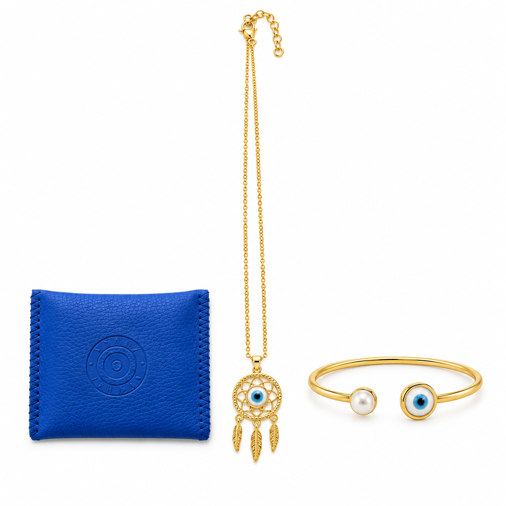 The Dream Set, evil eye necklace and bangle gift set, Kharze Zarka